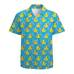 Yellow Ducks Mens Funny Hawaiian Shirts 3D Graphic