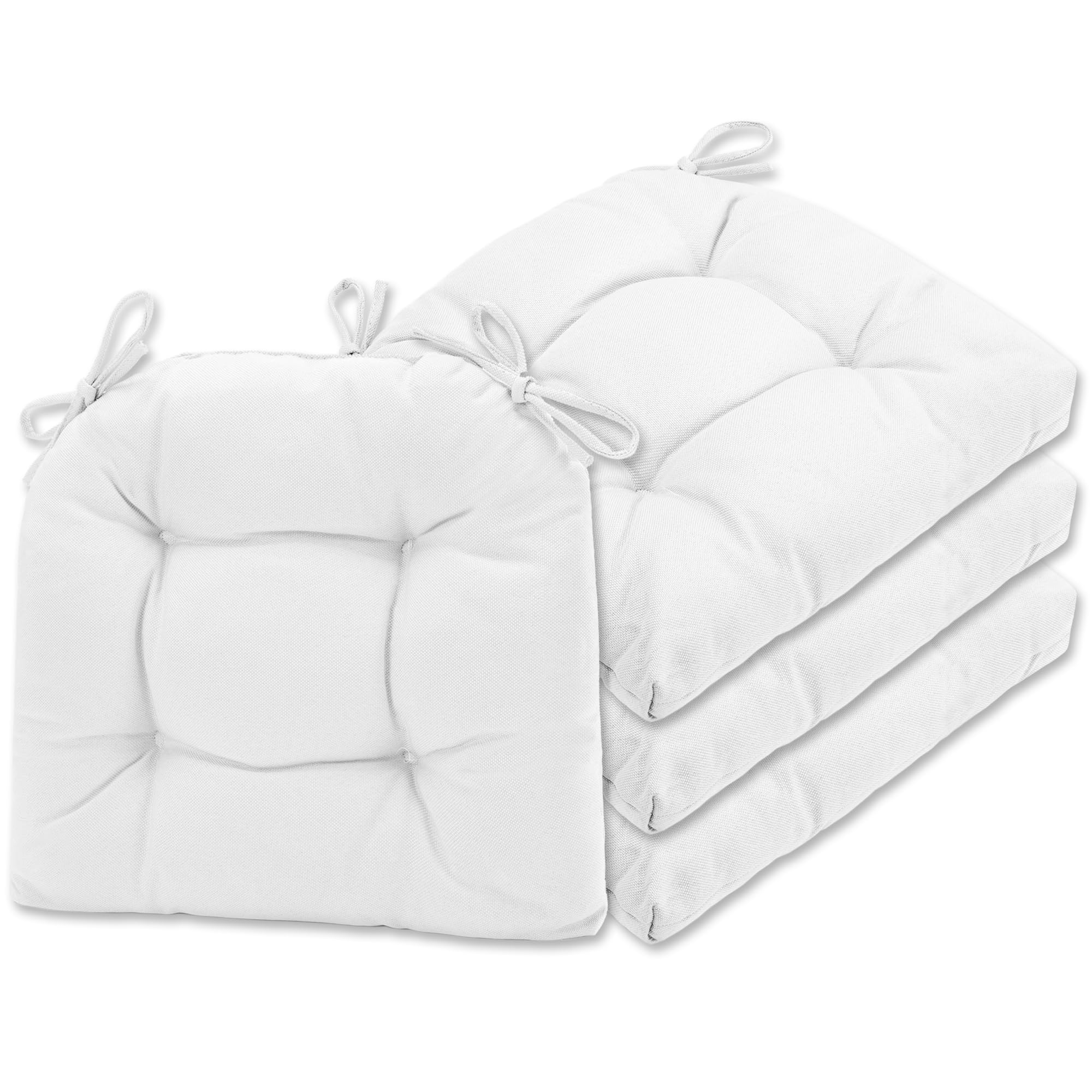 Photo 1 of SQUARE MOON Chair Cushions for Dining Chairs, 3 Inch Thick Comfortable Kitchen Chair Pads, Dining Room Seat Cushions with Ties, Machine Washable, 17" x 16" x 3", 4/Pack, White
