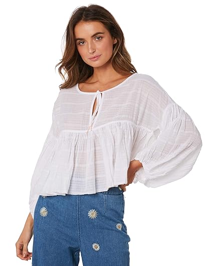beaumont mews cropped peasant top