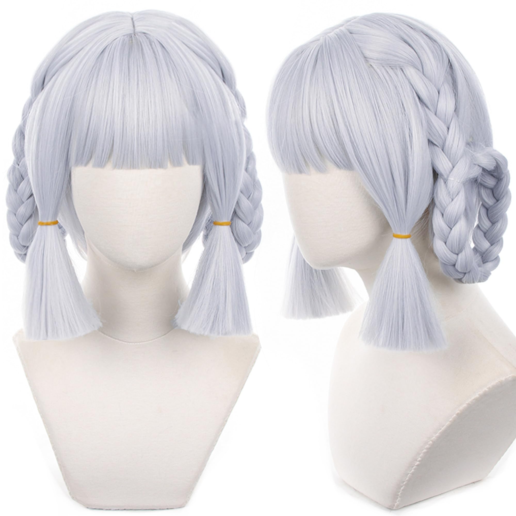 Blue White with Braid Short Heat Resistant Synthetic Hairs for Adult Women Men Comic Con Halloween Cos Party
