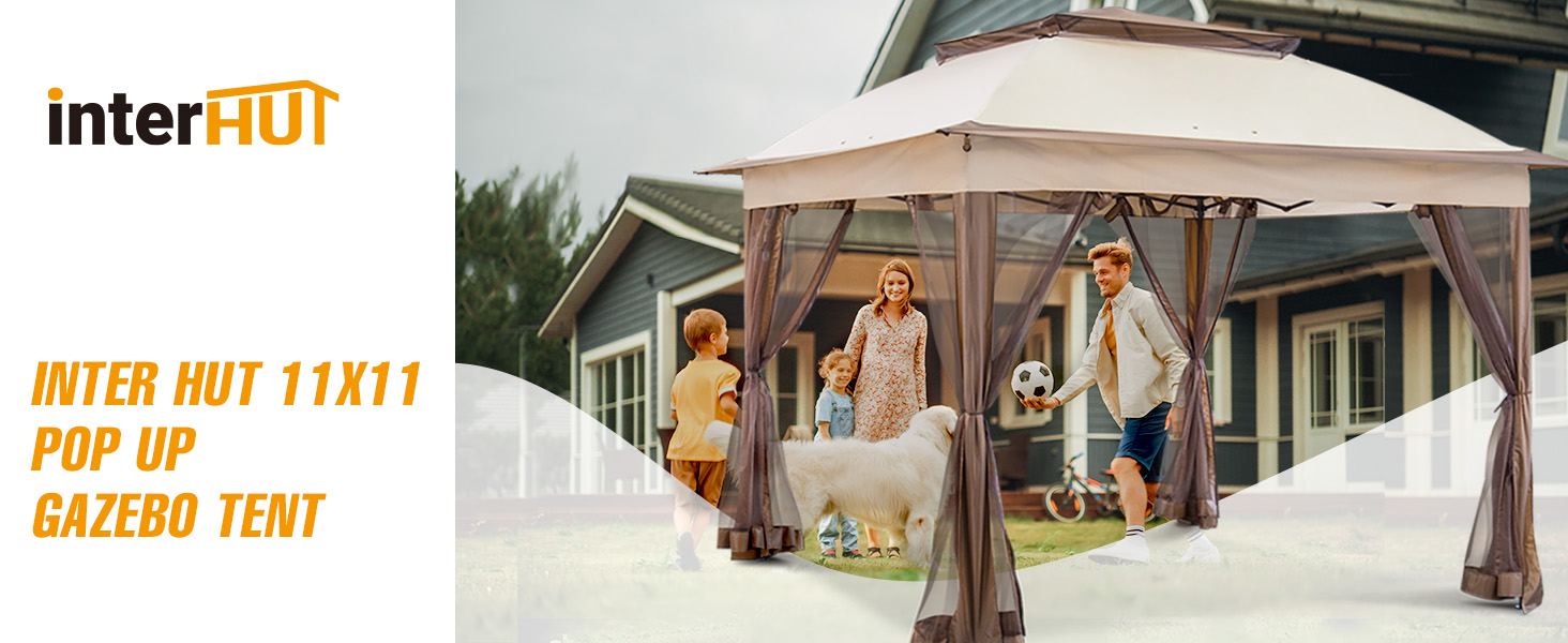INTERHUT 11x11 Pop Up Gazebo Tent with Removable Mesh Walls, Red Instant Outdoor Canopy image 20