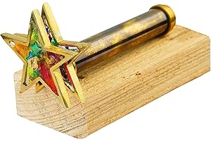 AL QAYIM Handcrafted Brass Kaleidoscope - Vintage Antique Design, 3D Mirror Lens, for Kids & Adults - Mesmerizing Patterns, Endless Creativity Occasions (Star)