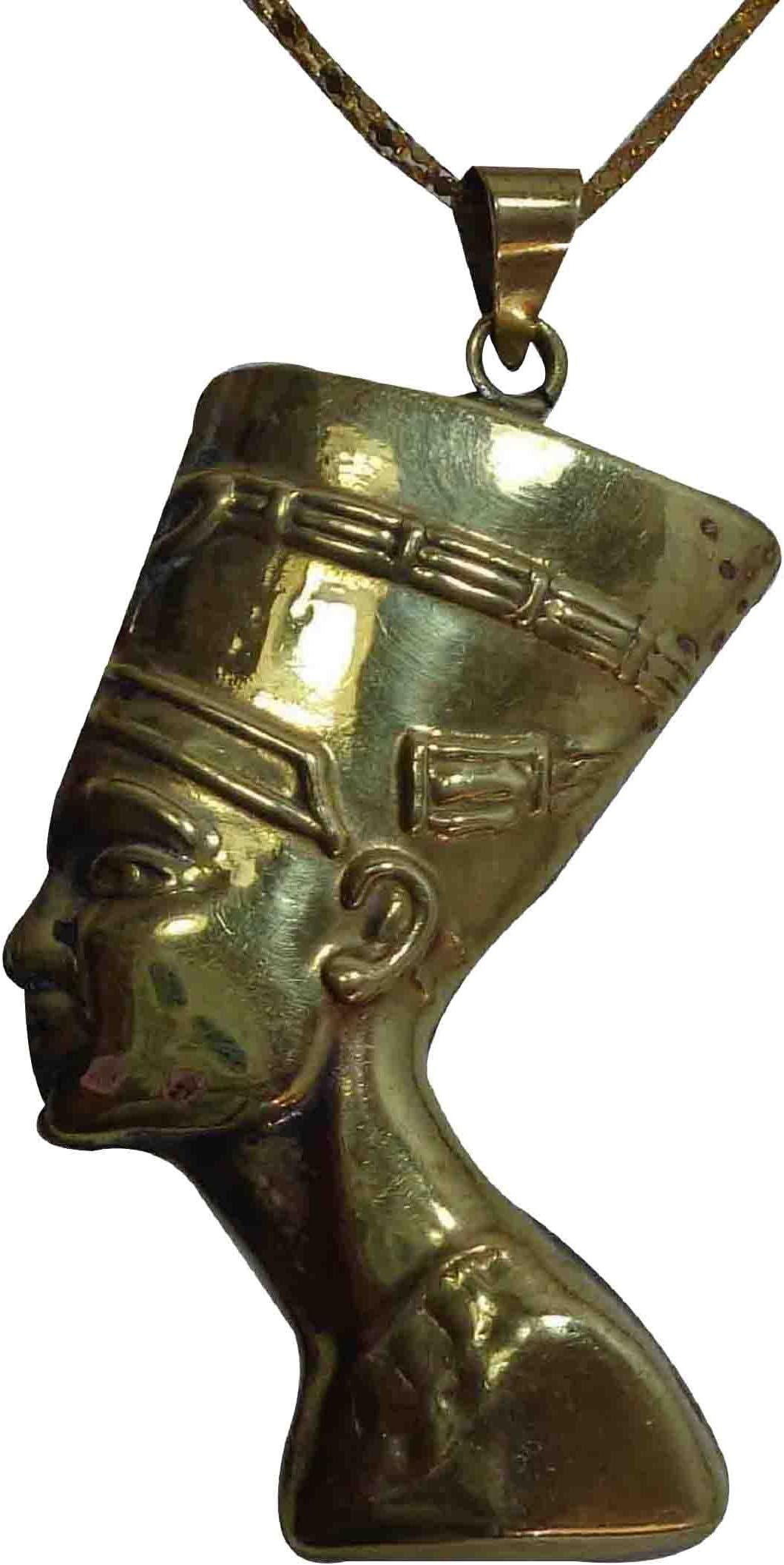 bonballoon Egyptian Queen Nefertiti Cleopatra Necklace 3" Pendant Ancient Hieroglyphics Pharaoh’s Costume Accessories Accessory Hieroglyphic Pharaoh Egypt Jewelry 102