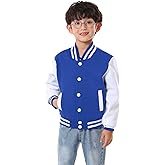 NHUHEQ Kids Baseball Jackets Boys Girls Fit Varsity Jacket Casual Lightweight Plain Button Cardigan School Coat