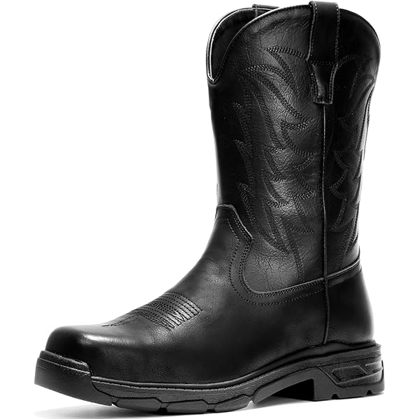 Amazon.com | NINGO Men's Cowboy Boots Square Steel Toe, Full-Grain