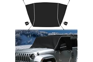 Guina Windshield & Front Side Window Cover Compatible wirh Jeep Wrangle JK 07-18, 600D Oxford Cloth Windshield Cover with Mirror Cover for Sun, Rain, Sand, Dust, Leaves, Branches Protector