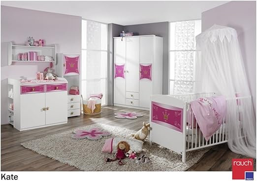 Rauch Mobel Kate Kinderzimmer Kommode Kommode In Weiss Mit Motiv In Rosa Und Gold Fur Echte Prinzessinen 2 Turig Mit 2 Schubladen Inklusive Zubehorpaket Basic 1 Einlegeboden Bxhxt 93 X 81 X 42 Cm