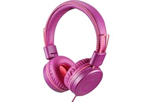 POWMEE M1 Kids Headphones Wired Headphone for Kids,Foldable Adjustable Stereo Tangle-Free,3.5MM Jack Wire Cord On-Ear Headphone for Children (Purple)