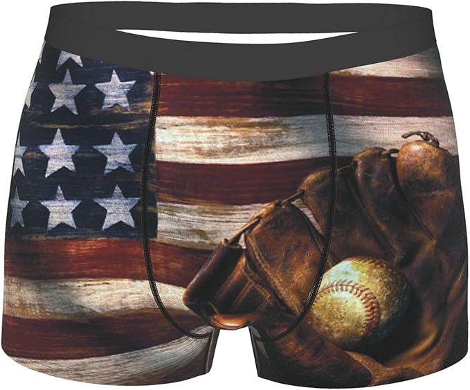 American Flag Baseball Mens Underwear, Boxer Briefs, Men'S Boxer Briefs