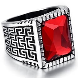 PAURO Men's Stainless Steel Vintage Pattern Square