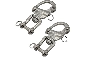 NRC&XRC Pair Jaw Swivel Snap Shackle 316 Stainless Steel for Sailboat Spinnaker Halyard &Diving