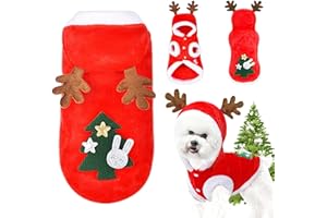 QETRABONE Small Dog Cat Elk Costume Christmas Pet Clothes Outfits Red Christmas Elk Scarf Cosplay Dressing up Xmas Clothing (Elk, S)