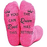PartyGalore Retirement Socks for Women, Unique Retirement Gift Idea for Woman, Retired Funny Socks Retired Queen Gifts Red