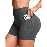 Sogetdo High Waisted Biker Shorts Women with Pockets 4.5" No Front Seam Athletic Workout Running Yoga Gym Shorts