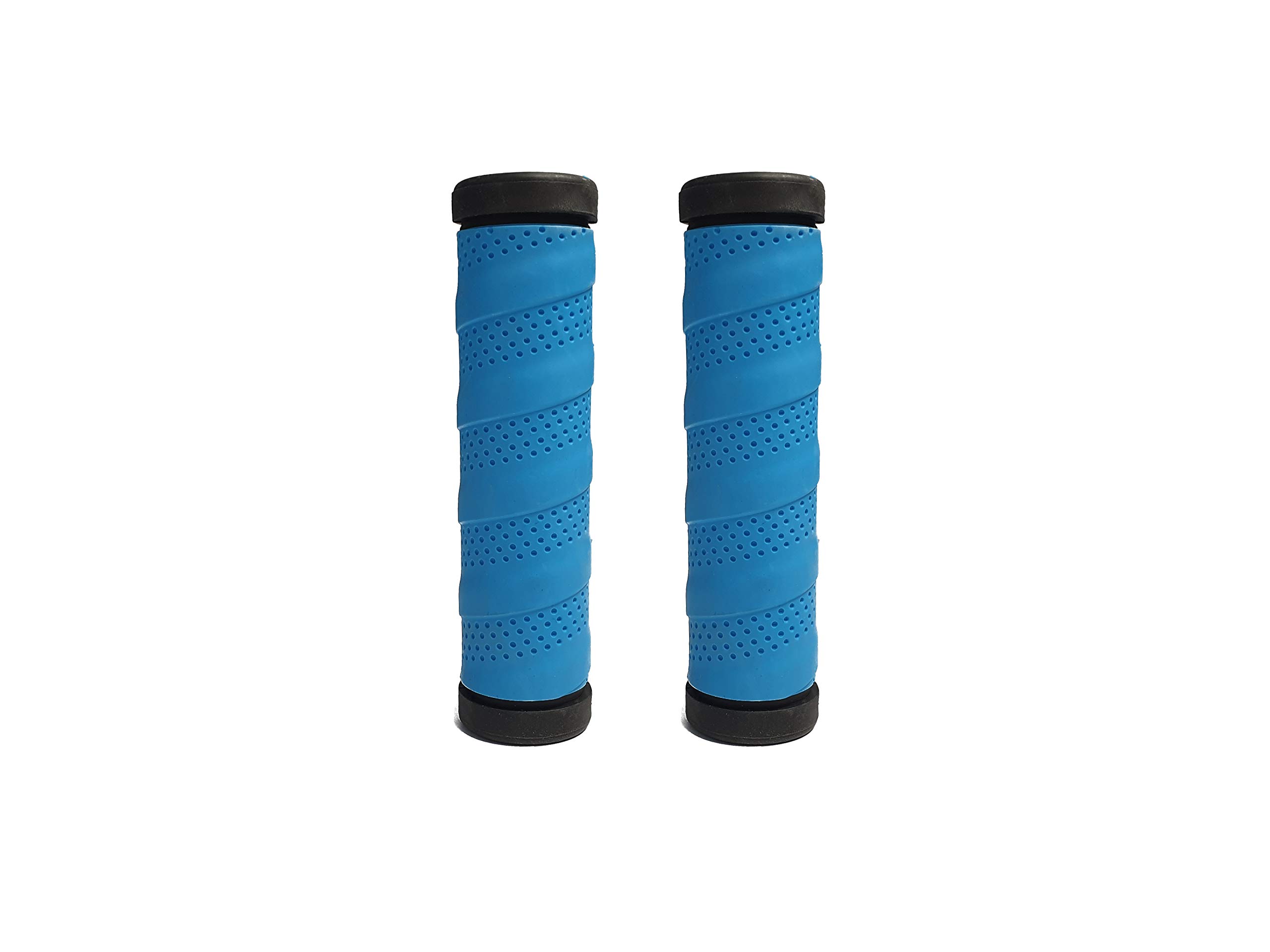 ATU 2K Ergonomic Bicycle Handle Grips – Set of Two/Thermoplastic Elastomers (TPE) / Anti-Slip Texture/Plastic and Rubber Mix/Easy Install on Bike Handlebars/for Men Women (Both Long, Blue and Black)