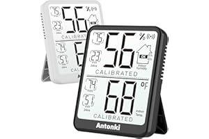 Antonki Room Thermometer Hygrometer Indoor, Small Humidity Gauge, Humidity Sensor Meter, Digital Temperature and Humidity Monitor for Bedroom, Baby Room, Reptile, Plants - 2 Pack