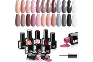 MEFA 12 Colors Fall Gel Nail Polish Set, Purple Burgundy Red Brown Gray Gel Nail Polish Fall Winter Colors Collection Nail Art Manicure DIY Salon Home Gifts for Women Girls