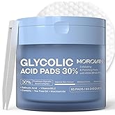 Morovan Glycolic Acid Pads 30%: Dual-Sided Face Exfoliator for Blemishes and Deep Cleaning, Clarifying Skin Tone, At-Home Peel, 65 Pads