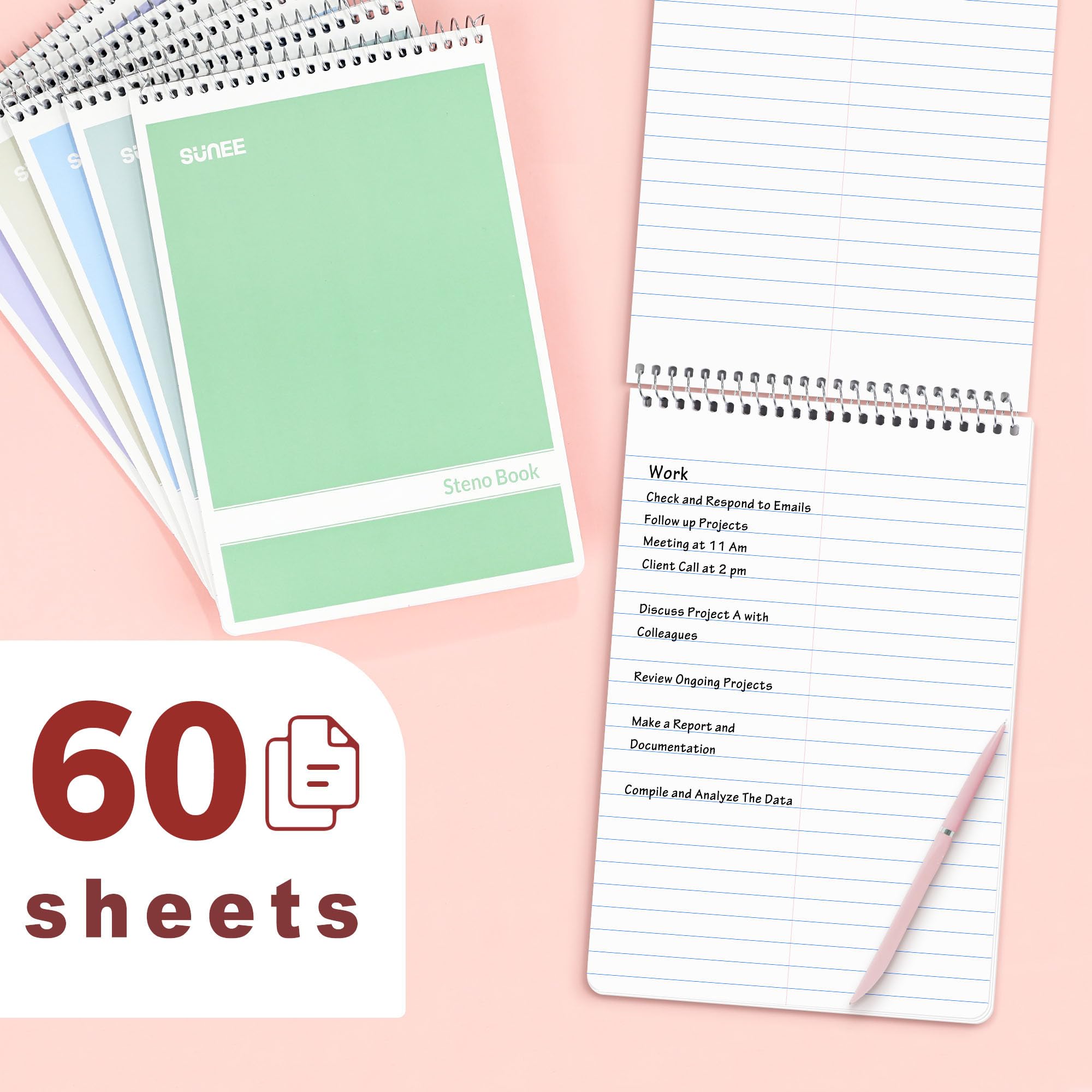 1InTheOffice Steno Pads Spiral 6x9, Top Spiral Djibouti