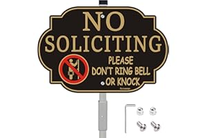 Lxysign No Soliciting Sign for House, No Soliciting Sign for yard Sign with Stake 12" x 8" Heavy Duty Aluminum Signs & 28" Long Metal Stakes, Easy to Mount, Rust-Free & Fade Resistant