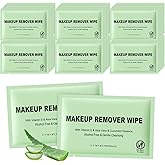 Makeup Remover Wipes Individually Wrapped, 60 Pcs Facial Cleansing Towelette Travel Size, Alcohol-Free, Gentle for Removing Makeup, Oil, Dirt