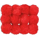 Patikil Faux Fur Pom Poms for Hats, 12 Pcs Fluffy Soft Fur Balls for Keychain Knitting Hats DIY Scarves Gloves Bag Christmas, Red