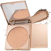Magic Minerals Powder Foundation Compact by Jerome Alexander - Light | 4-in-1 color corrector for mature skin, older women, built-in mirror for on-the-go touch-ups, lightweight formula