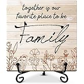 Wooden Table Signs Motivational Desk Decor - Together is Our Favorite Place to be Family, Housewarming Gifts for Friends, Floral Decor Table Centerpieces Desk Decorations for Home Office -mup24