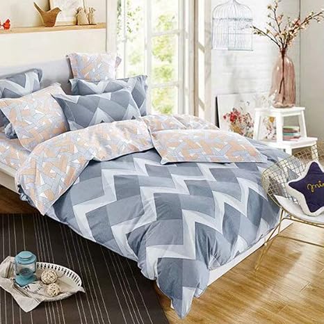 KEAYOO Bettwäsche Grau Weiß 135x200 Geometrische Wendebettwäsche 100% Bauwolle 2 Teilig Set mit Reißverschluss