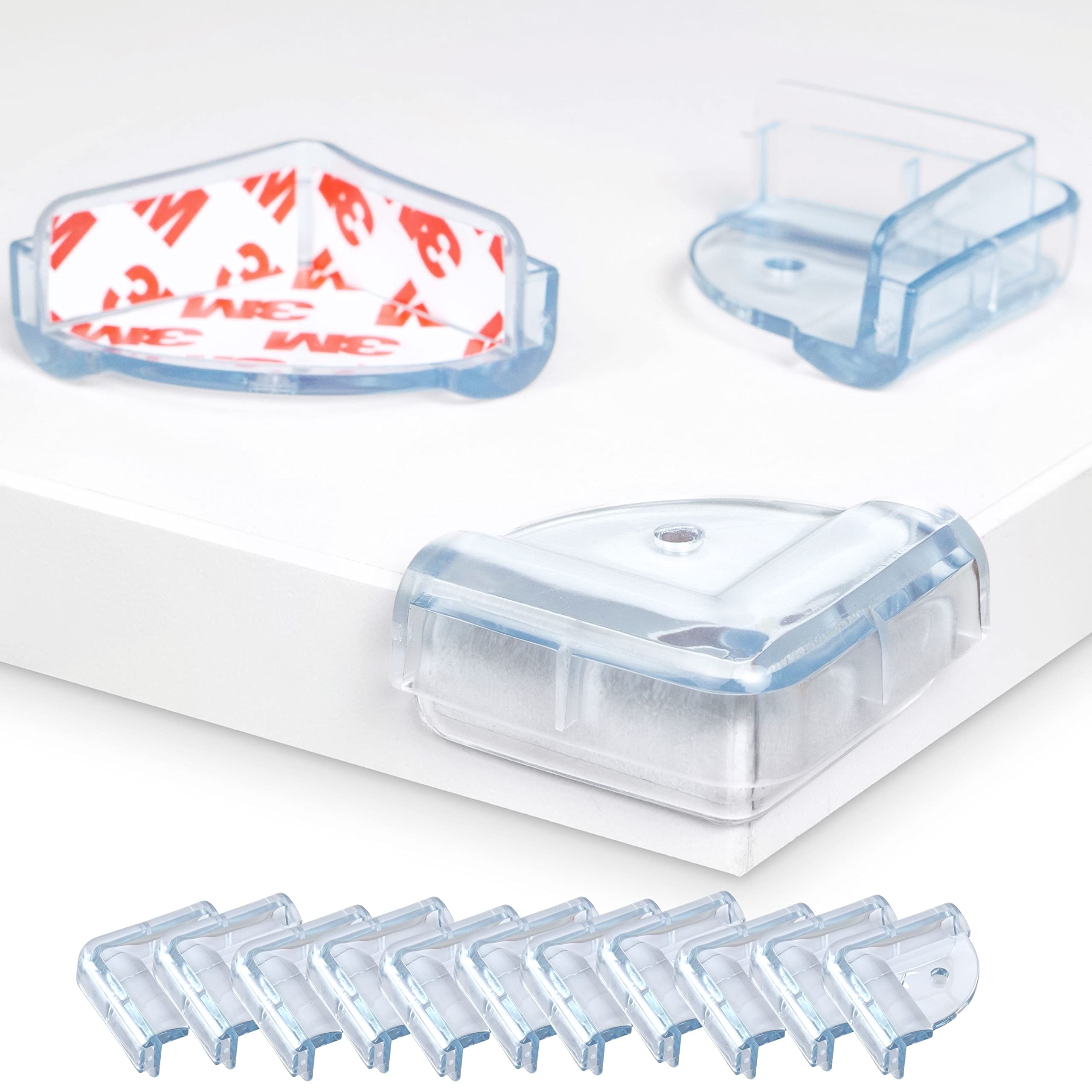 Corners Guards and Edge Protectors, 12 pcs, Clear Color, Rectangular-Shape, perfect for Table and Furniture Corners, with Special Glue, sharp angles Protector Baby Proofing, Child Edge Safety Bumper