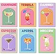 XINTANG Retro Cocktail Poster Canvas Wall Art Funny Alcoho Wine Glass Print Paintings Cute Preppy Posters Aesthetic Room Wall Decor Pictures for Bar Party Dorm Kitchen Set of 6 8x10in Unframed