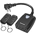 DEWENWILS Wireless Remote Control Outdoor Outlet with 2 Remotes, Electrical Plug in Light Switch Weatherproof,15 AMP Heavy Du