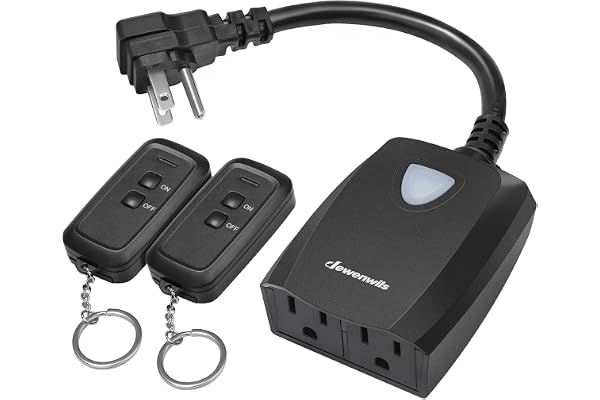 DEWENWILS Wireless Remote Control Outdoor Outlet with 2 Remotes, Electrical Plug in Light Switch Weatherproof,15 AMP Heavy Du