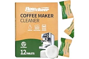 flowcheer Coffee Maker Cleaner & Descaler Tablets 12-Pack - Coffee Machine Tablets for Keurig,Nespresso,Jura, Breville, Ninja, Deep Cleaning Coffee Pot Cleaner and Descaler for All Espresso Machines