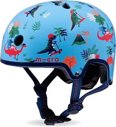 Micro Childrens Helmet Dino Print Adjustable Bike Scooter Safety Headwear