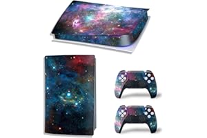 OIOKEW Decal Skin for Ps5 Digital, Whole Body Vinyl Sticker Cover for PlayStation 5 Console and Controller(PS5 Digital Edition, Blue&red Sky)