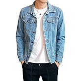 DAVID.ANN Men's Denim Jacket Slim Fit Trucker Coat