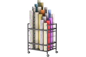 GIOTORENT Blueprint Storage Rack, Blueprint Holder with Wheels, Used for Storing Blueprint/Carpet/Map/Poster/Architectural Construction Plan, 20 Slots(3.2" x 3.2"), Silent wheel for Home, Office, School(Black)