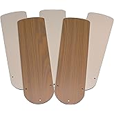 Universal 42-Inch Ceiling Fan Replacement Blades, White and Bleached Oak, 5-Pack Reversible Engineered Hardwood with Standard