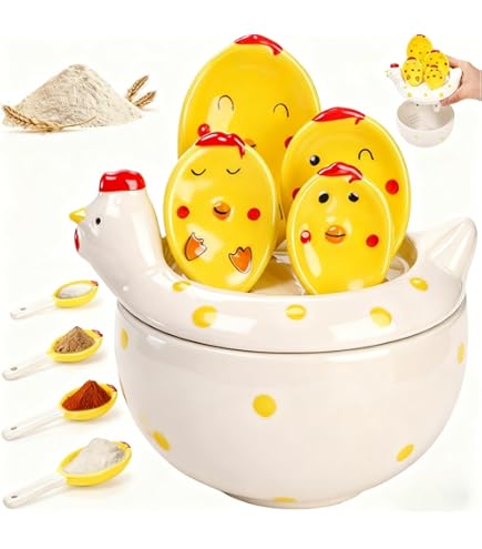 Amazon.com: Sizikato 4pcs Porcelain Measuring Spoons with Base