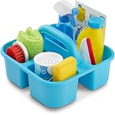 Melissa &amp; Doug Spray Squirt &amp; Squeegee 9-Piece Cleaning Play Set | 9 Pieces, House Cleaning Pretend Play, Storage Caddy, Spray Bottle, Squeegee, Scrub Brush, Preschool Toys for Kids, Ages 3+