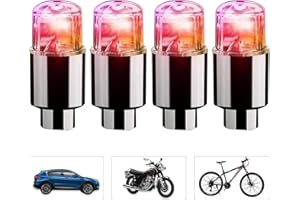 Fogfar Pack-4 LED Valve Stem Caps Lights, Waterproof PVC Car Tire Wheel Lights, Neon Flashing Colorful Decorative Tyre Valve Lights for Car Motorcycles Bicycles (Multicolored)