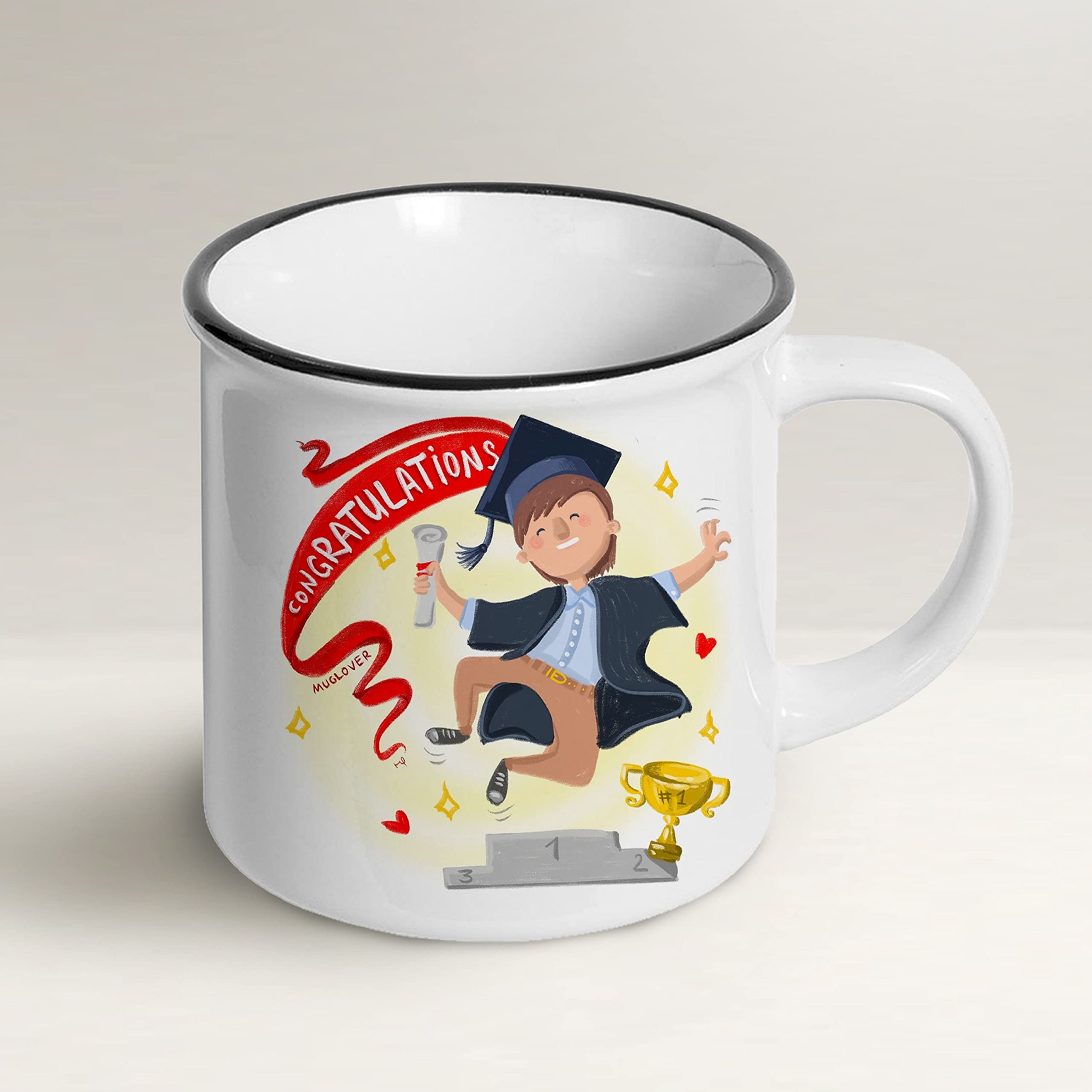 Mug Lover - Congratulations! - (His - ENGLISH) - Mug gift idea with envelope, greeting card and organza pouch