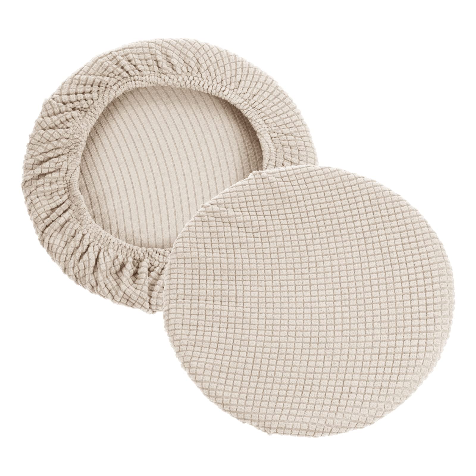 PATIKIL 11" Round Bar Stool Cover, 2 Pack Washable Elastic Stool Cushion Cover for Diameter 11"-16" Chair, Light Yellow