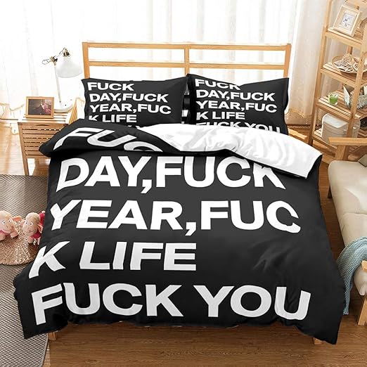 Amazon Com Hoyoo 3d Letter Printing Simple Bedding Set Comforter