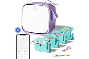Vixic Label Maker Machine with 4 Tapes, M960 Portable Bluetooth Rechargeable Label Printer, Smart Labeler, Mini Label Maker with Multiple Templates Font Icon, for Home School Office Organization