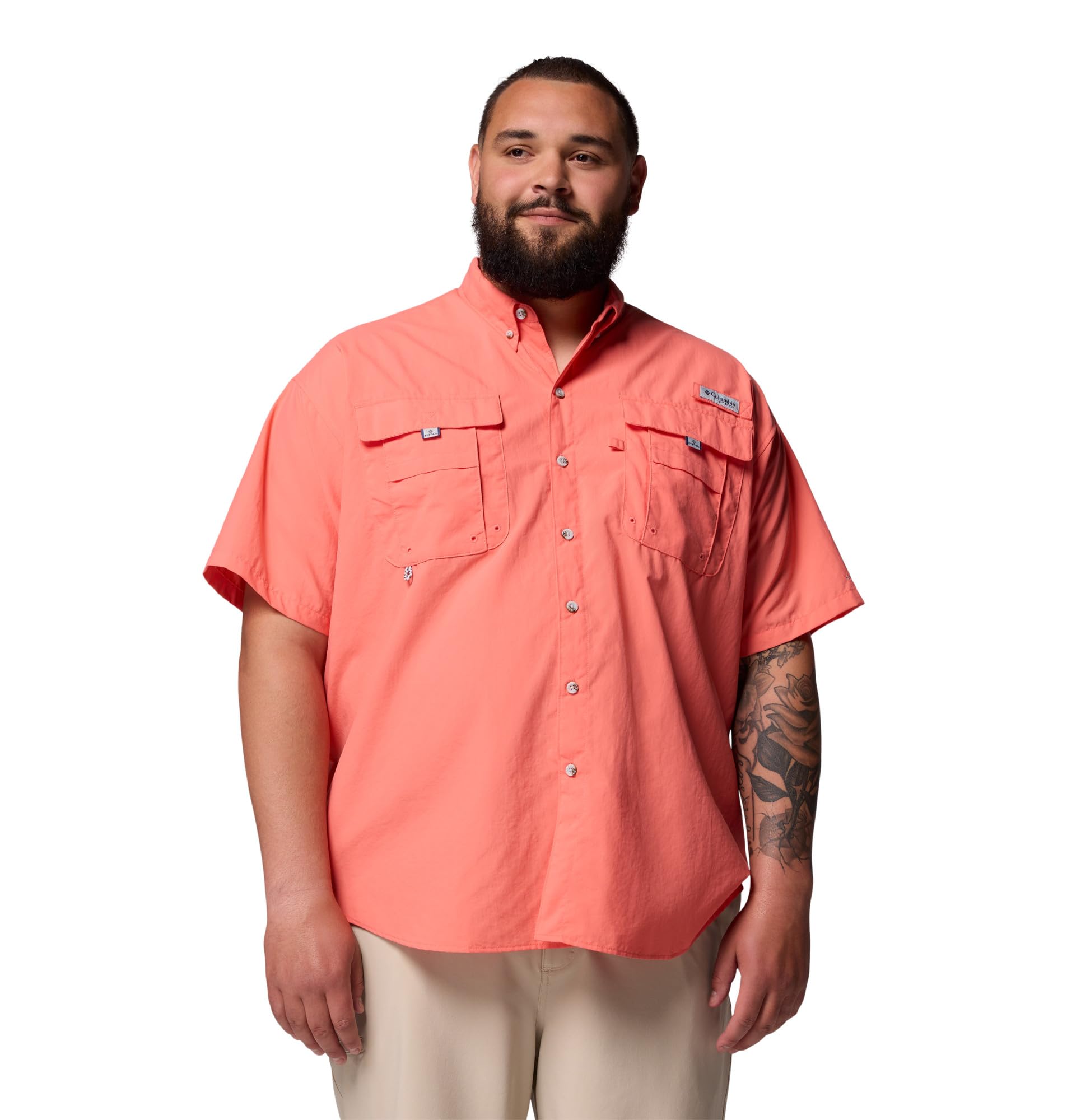 Columbia Mens PFG Bahama II Short Sleeve Fishing Shirt, Melonade, 5X Image