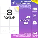 iSOUL 8 Labels Per A4 Sheet 400 Labels 50 Sheets Matte Self-Adhesive