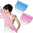 Body Scrubber with Handles Exfoliating Washcloth Towel for Shower Bath 2Pcs Nylon Back Exfoliator Extended Length Back Washers Back Scrubber Towel Stretchable Pull Strap for Sensitive Rough Skin