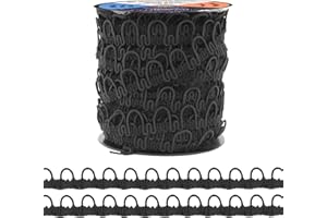 Mandala Crafts 30 Yds Elastic Button Loop Trim - Black Braid Trim with Elastic Loops Button Closure for Sewing Bridal Wedding Dresses, Corsets, and DIY Crafts